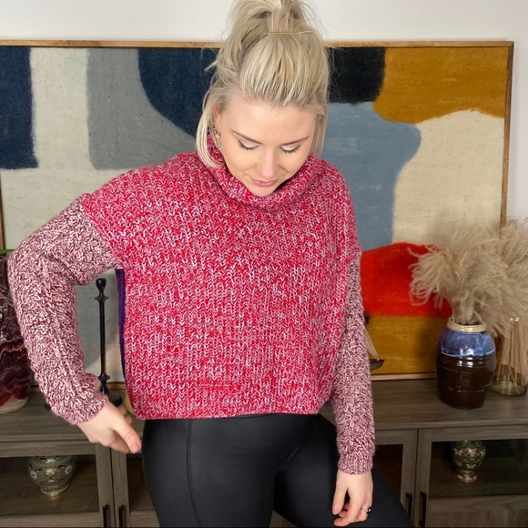 ONLY Color Block Turtle Neck Sweater Cropped - Picture 4 of 10